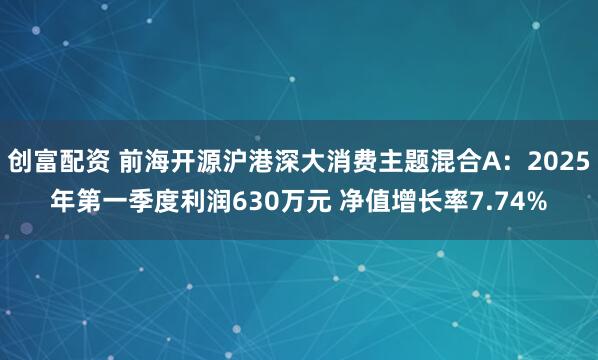 创富配资 前海开源沪港深大消费主题混合A：2025年第一季度利润630万元 净值增长率7.74%